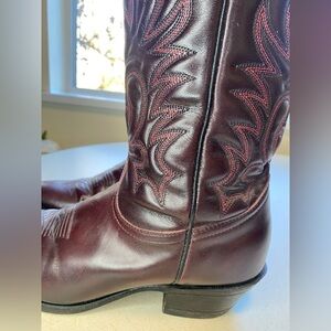 Boulet Leather Black Cherry Men’s Cowboy Boots size 9D